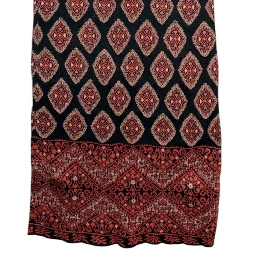 Peruvian Connection Maxi Skirt M Black Kilim Brasov Pima Cotton Geometric Boho